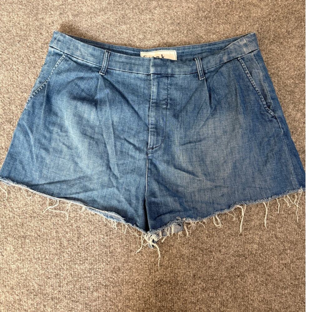 Frank & Eileen Waterford Denim Shorts Size 12 Blue Raw Hem Cutoff USA
